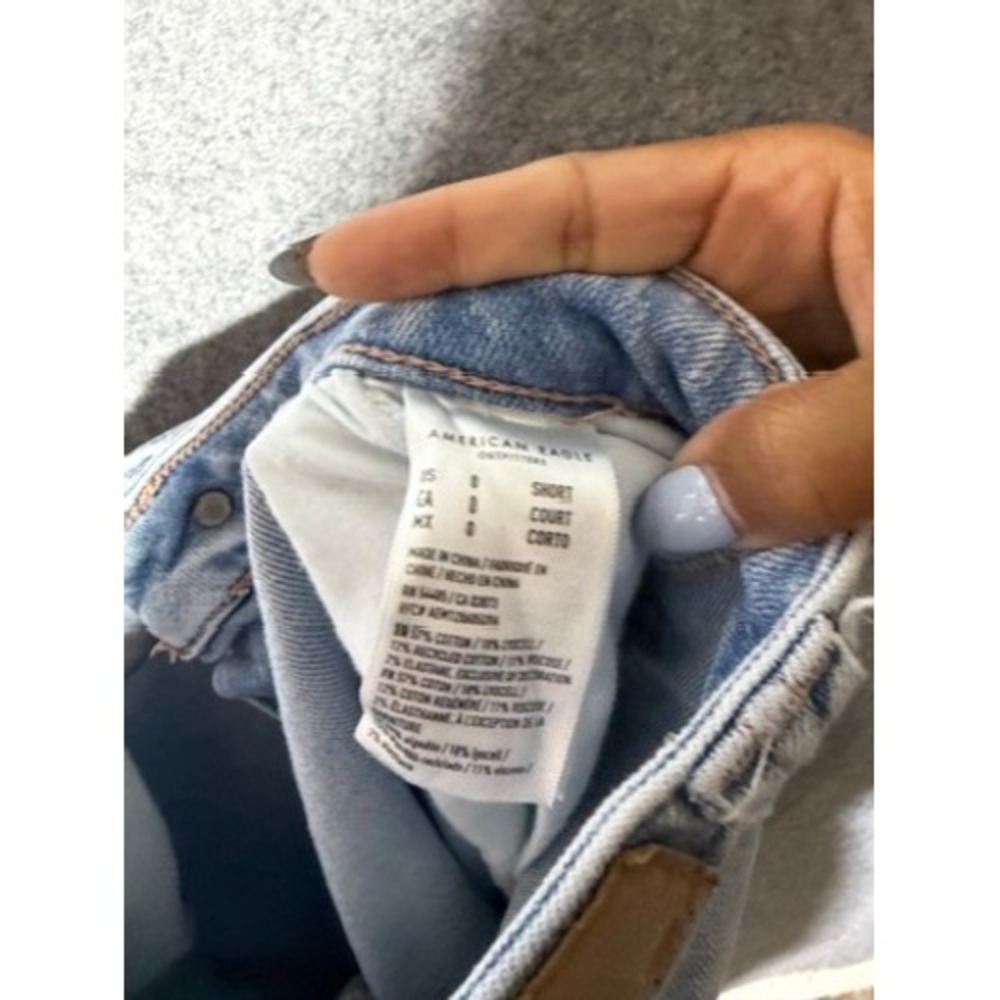 American Eagle Super High-Rise Baggy Wide Leg Cargo Jeans Light Wash 0 Short - Picture 8 of 8